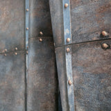 IR50901 Faux metal industrial rusted steel panel plating rusty brown rust blue wallpaper
