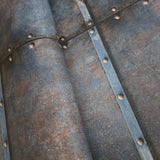 IR50901 Faux metal industrial rusted steel panel plating rusty brown rust blue wallpaper
