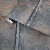 IR50901 Faux metal industrial rusted steel panel plating rusty brown rust blue wallpaper
