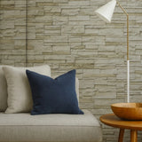IR51201 Rustic Sand gray brown faux stacked Stone blocks wallcoverings Modern Wallpaper