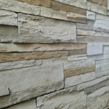 IR51201 Rustic Sand gray brown faux stacked Stone blocks wallcoverings Modern Wallpaper