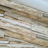 IR51201 Rustic Sand gray brown faux stacked Stone blocks wallcoverings Modern Wallpaper