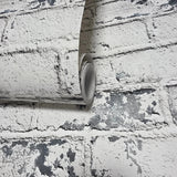 IR70108 Modern Gray white faux distressed rustic brick loft contemporary wallpaper rolls