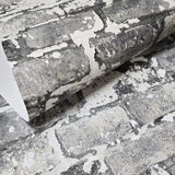 IR70200 Brickwork white gray Exposed faux distressed brick Wallpaper loft 3D