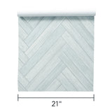IR70404 Grayish light teal blue zigzag herringbone Distressed faux wood planks Wallpaper
