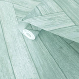 IR70404 Grayish light teal blue zigzag herringbone Distressed faux wood planks Wallpaper
