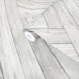 IR70405 Rustic Soft gray brown zigzag herringbone Distressed faux wood planks Wallpaper
