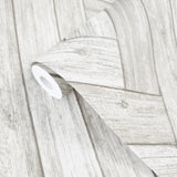 IR70405 Rustic Soft gray brown zigzag herringbone Distressed faux wood planks Wallpaper