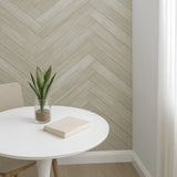 IR70406 Light brown soft beige zigzag herringbone Distressed faux wood planks Wallpaper