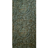 IR70607 Olive green brown rusted reflection distressed antique tile scrollwork wallpaper