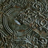 IR70607 Olive green brown rusted reflection distressed antique tile scrollwork wallpaper