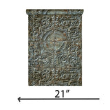 IR70607 Olive green brown rusted reflection distressed antique tile scrollwork wallpaper