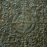 IR70607 Olive green brown rusted reflection distressed antique tile scrollwork wallpaper