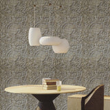 IR70608 3D antique tile scrollwork pattern design wallpaper Gray brass wallcoverings 3-D
