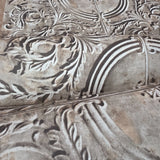 IR70608 3D antique tile scrollwork pattern design wallpaper Gray brass wallcoverings 3-D
