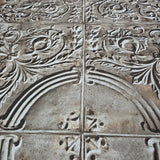 IR70608 3D antique tile scrollwork pattern design wallpaper Gray brass wallcoverings 3-D
