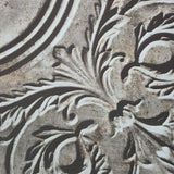 IR70608 3D antique tile scrollwork pattern design wallpaper Gray brass wallcoverings 3-D
