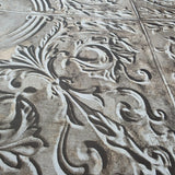 IR70608 3D antique tile scrollwork pattern design wallpaper Gray brass wallcoverings 3-D
