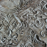IR70608 3D antique tile scrollwork pattern design wallpaper Gray brass wallcoverings 3-D
