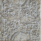 IR70608 3D antique tile scrollwork pattern design wallpaper Gray brass wallcoverings 3-D
