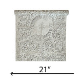 IR70610 Light gray gold metallic reflection distressed antique tile scrollwork wallpaper
