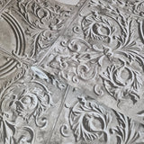IR70610 Light gray gold metallic reflection distressed antique tile scrollwork wallpaper
