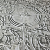 IR70610 Light gray gold metallic reflection distressed antique tile scrollwork wallpaper
