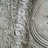 IR70610 Light gray gold metallic reflection distressed antique tile scrollwork wallpaper
