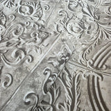 IR70610 Light gray gold metallic reflection distressed antique tile scrollwork wallpaper

