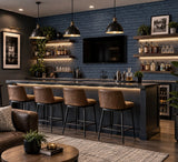 IR72002 Navy slate dark blue faux distressed rustic brick loft contemporary wallpaper 3D