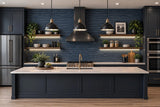 IR72002 Navy slate dark blue faux distressed rustic brick loft contemporary wallpaper 3D