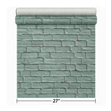 IR72004 Light Sage Green muted mint faux distressed rustic brick loft modern wallpaper