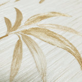 C88143 Ivory off white ginger gold faux fabric floral plants leaves textured Wallpaper