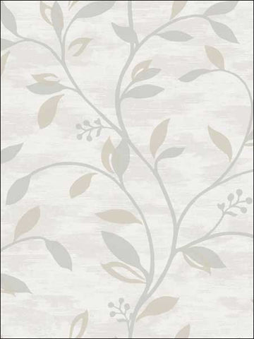 JB21007 Leaf Trail Glitter Gray and White Wallpaper