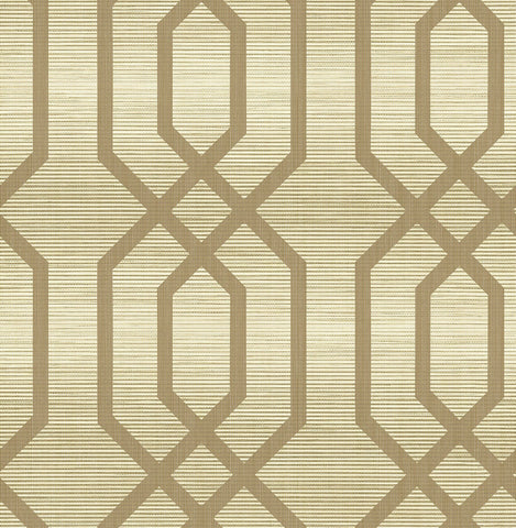JC21205 Geo Frame on Grass Textile String Wallpaper