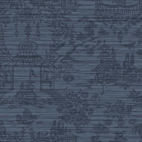 JC30512 McCook Indigo Leaves Wallpaper