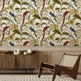 JMW1006.21 Living Branches Red  Animals Wallpaper