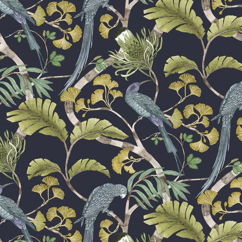 JMW1006.41 Living Branches Blue Animals Wallpaper