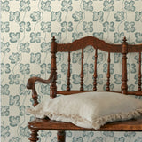JMW1024.21 Cabbage Check Wp Blue Botanical Wallpaper