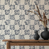 JMW1024.41 Cabbage Check Wp Blue Botanical Wallpaper