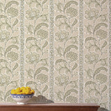 JMW1028.11 Floral Check Green Botanical Wallpaper