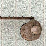 JMW1028.21 Floral Check Blue Botanical Wallpaper
