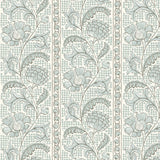 JMW1028.21 Floral Check Blue Botanical Wallpaper