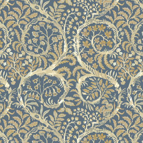JMW1031.11 Butterrow Blue Botanical Wallpaper 
