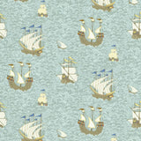 JMW1033.01 Ships Blue Novelty Wallpaper  