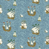 JMW1033.11 Ships Blue Novelty Wallpaper  