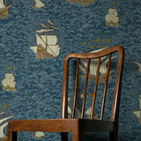 JMW1033.21 Ships Blue Novelty Wallpaper 