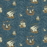 JMW1033.21 Ships Blue Novelty Wallpaper 