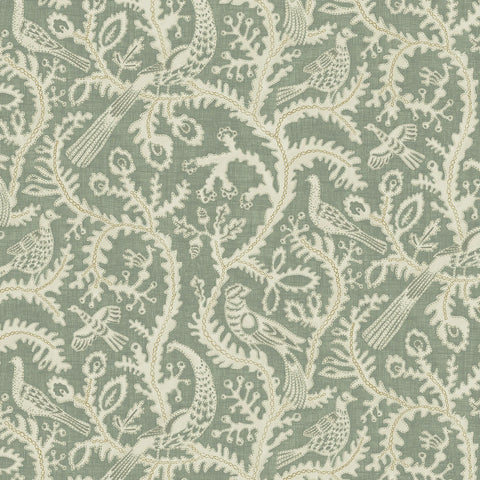 JMW1035.01 Stitched Birds Green Animals Wallpaper 