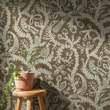 JMW1035.21 Stitched Birds Brown Animals Wallpaper 